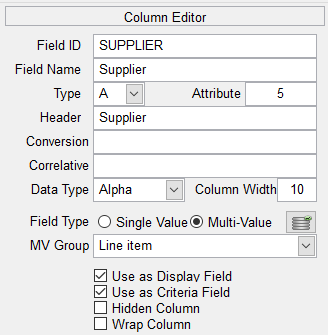 Column Editor